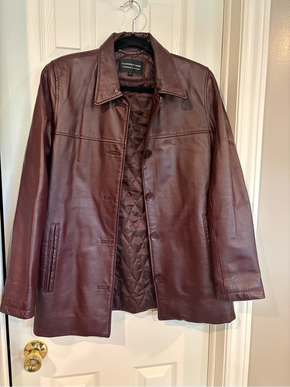Vintage Women’s Fairweather Burgundy Leather Pea Coat